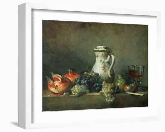 Still Life with Grapes and Pomegranates, 1763-Jean-Baptiste Simeon Chardin-Framed Giclee Print