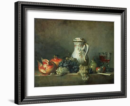 Still Life with Grapes and Pomegranates, 1763-Jean-Baptiste Simeon Chardin-Framed Giclee Print