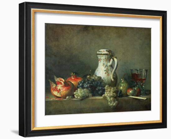 Still Life with Grapes and Pomegranates, 1763-Jean-Baptiste Simeon Chardin-Framed Giclee Print