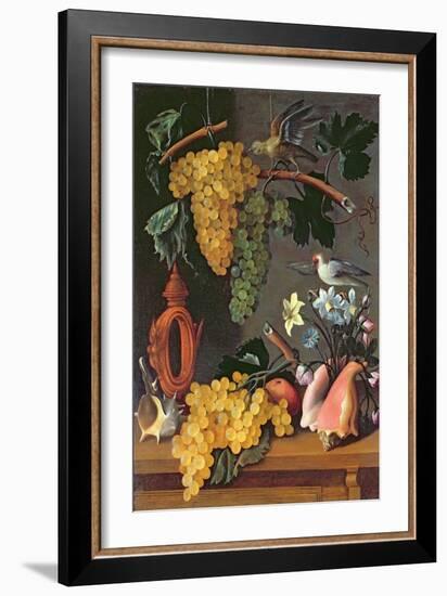 Still Life with Grapes, Birds, Flowers and Shells-Juan de Espinosa-Framed Giclee Print