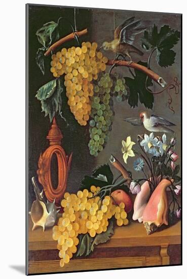 Still Life with Grapes, Birds, Flowers and Shells-Juan de Espinosa-Mounted Giclee Print