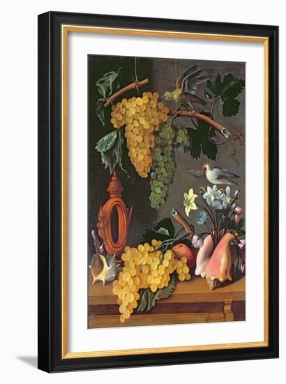 Still Life with Grapes, Birds, Flowers and Shells-Juan de Espinosa-Framed Giclee Print