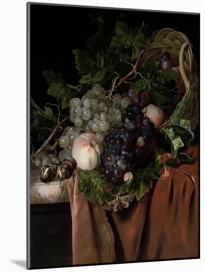 Still Life with Grapes, Peaches, Chestnuts, a Butterfly and a Snail-Ernst Stuven-Mounted Giclee Print