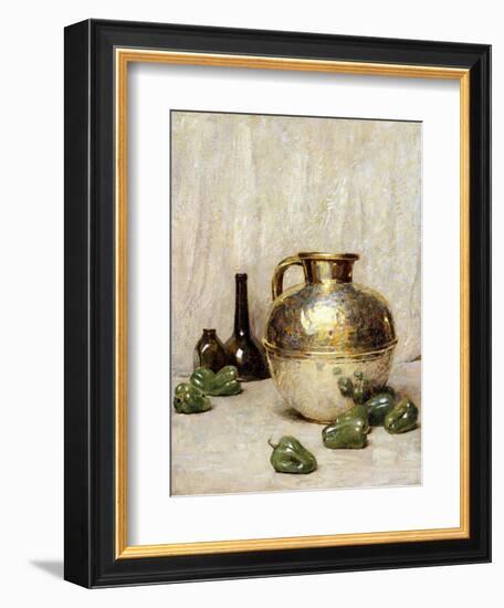 Still Life with Green Peppers and Jug-Soren Emil Carlsen-Framed Giclee Print