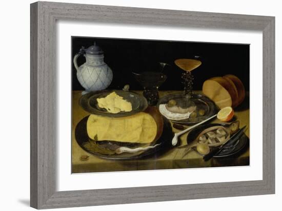 Still life with half herring. Around 1620-Georg Flegel-Framed Giclee Print