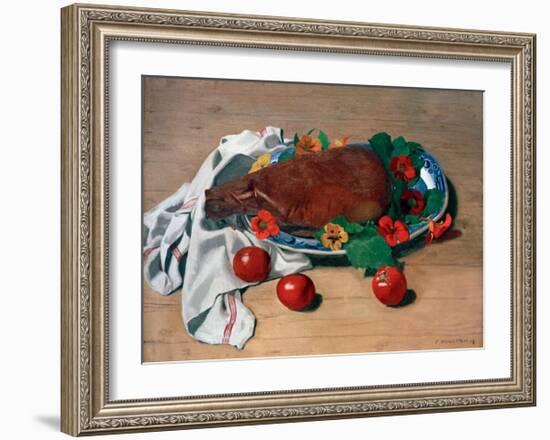 Still life with Ham and Tomatoes-Félix Vallotton-Framed Giclee Print