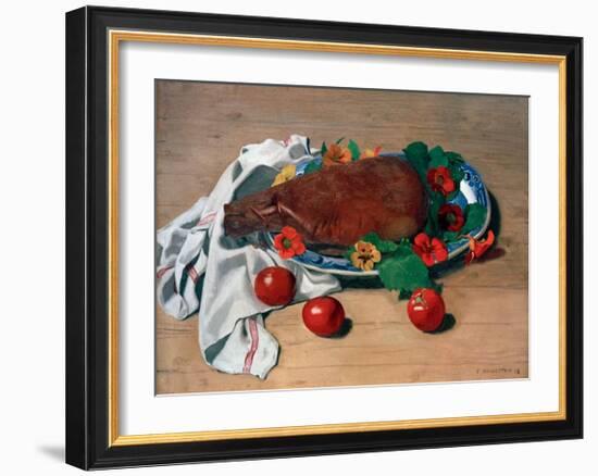 Still life with Ham and Tomatoes-Félix Vallotton-Framed Giclee Print