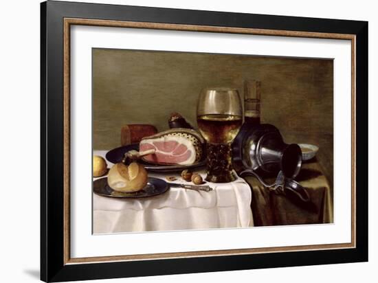 Still Life with Ham-Pieter Claesz-Framed Giclee Print