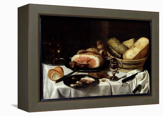 Still Life with Ham-Pieter Claesz-Framed Premier Image Canvas