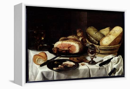 Still Life with Ham-Pieter Claesz-Framed Premier Image Canvas