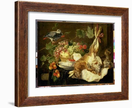 Still Life with Hare, Fruit and Parrot, 1647-Jan Fyt-Framed Giclee Print