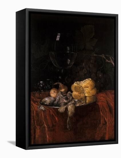 Still Life with Herring-Willem van Aelst-Framed Premier Image Canvas