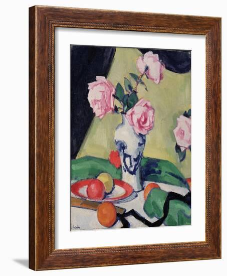 Still Life with Japanese Jar and Roses, C.1919-Samuel John Peploe-Framed Giclee Print