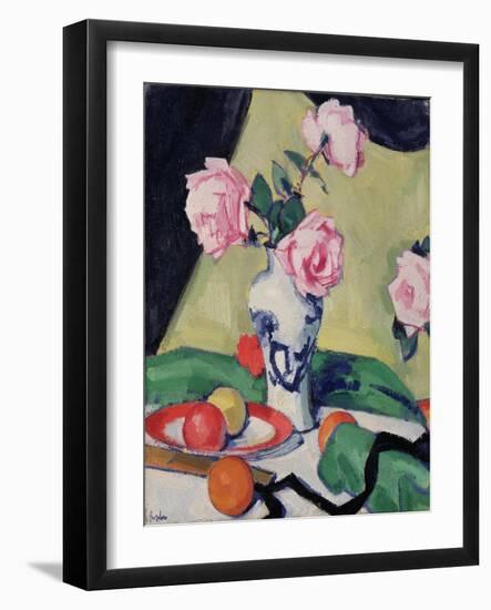 Still Life with Japanese Jar and Roses, C.1919-Samuel John Peploe-Framed Giclee Print
