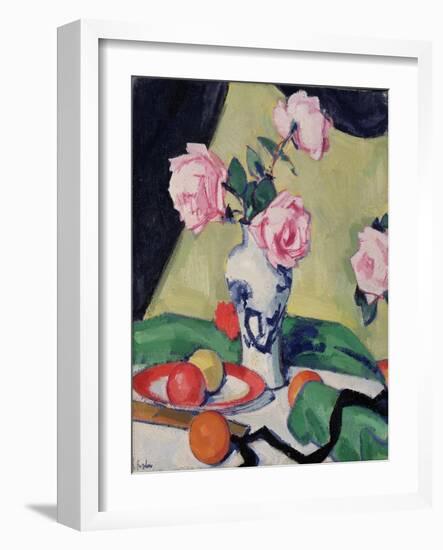 Still Life with Japanese Jar and Roses, C.1919-Samuel John Peploe-Framed Giclee Print