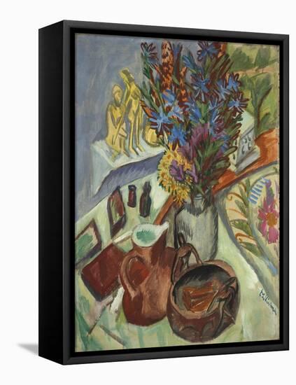 Still Life with Jug and African Bowl, 1912-Ernst Ludwig Kirchner-Framed Premier Image Canvas