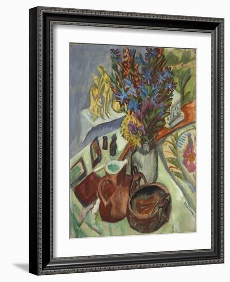 Still Life with Jug and African Bowl, 1912-Ernst Ludwig Kirchner-Framed Giclee Print