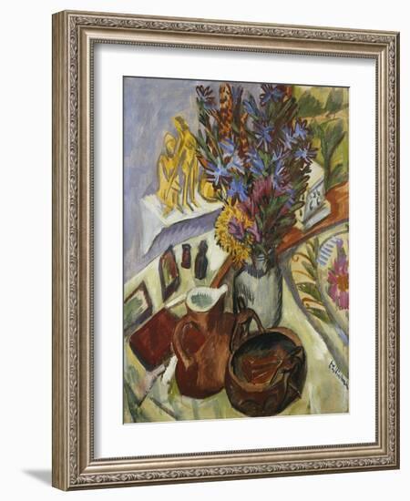 Still Life with Jug and African Bowl-Ernst Ludwig Kirchner-Framed Giclee Print