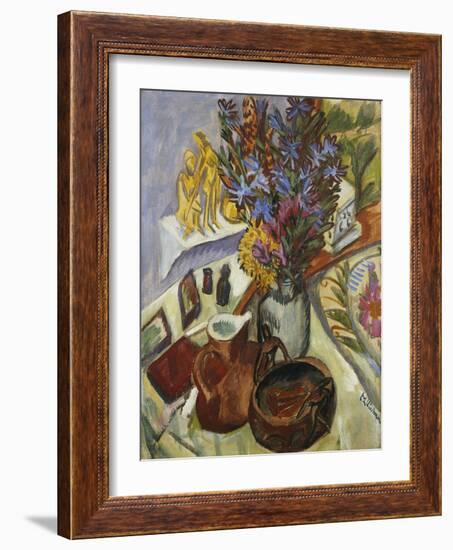 Still Life with Jug and African Bowl-Ernst Ludwig Kirchner-Framed Giclee Print