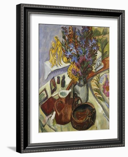 Still Life with Jug and African Bowl-Ernst Ludwig Kirchner-Framed Giclee Print