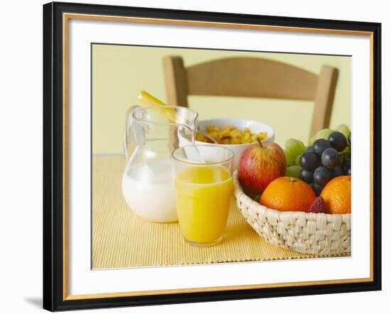 Still Life with Juice, Fruit, Milk and Cornflakes-Kai Schwabe-Framed Photographic Print