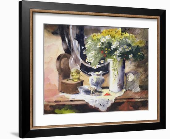 Still Life with Lamp and Flowers-John Lidzey-Framed Giclee Print