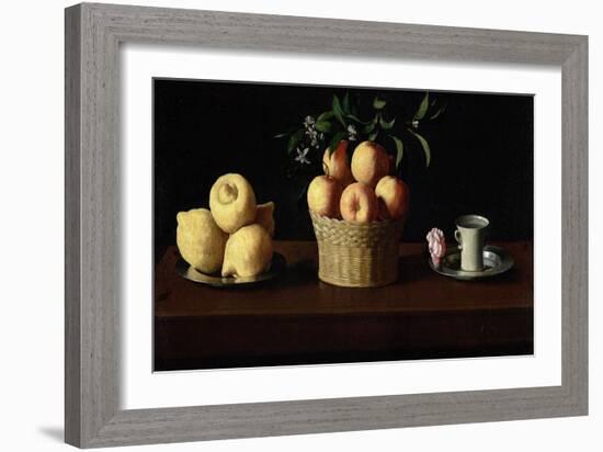 Still Life with Lemons, Oranges and a Rose, 1633-Francisco de Zurbaran-Framed Giclee Print