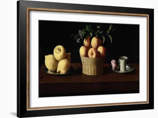 Still Life with Lemons, Oranges and a Rose, 1633-Francisco de Zurbaran-Framed Giclee Print