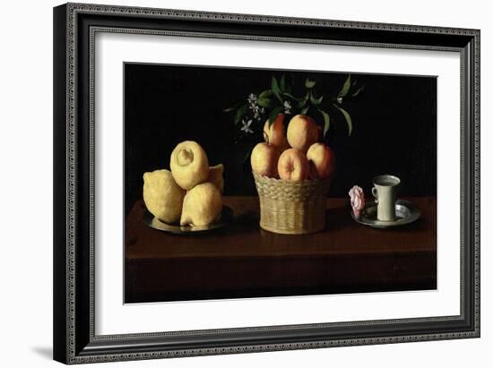 Still Life with Lemons, Oranges and a Rose, 1633-Francisco de Zurbaran-Framed Giclee Print