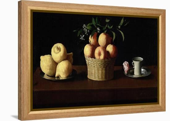 Still Life with Lemons, Oranges and a Rose, 1633-Francisco de Zurbaran-Framed Premier Image Canvas