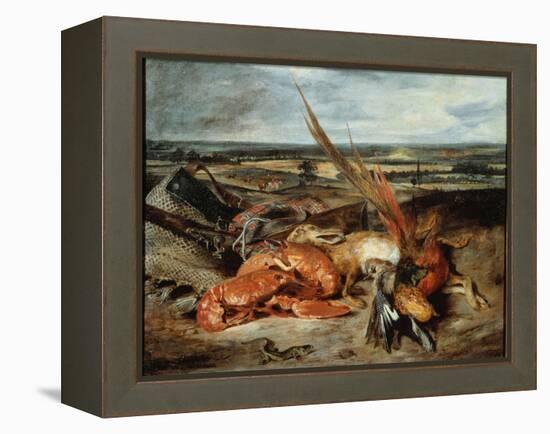 Still Life with Lobster and Trophies of Hunting and Fishing - Oil on Canvas, 1827-Ferdinand Victor Eugene Delacroix-Framed Premier Image Canvas