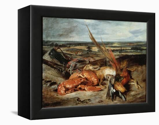 Still Life with Lobster and Trophies of Hunting and Fishing - Oil on Canvas, 1827-Ferdinand Victor Eugene Delacroix-Framed Premier Image Canvas