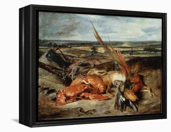 Still Life with Lobster and Trophies of Hunting and Fishing - Oil on Canvas, 1827-Ferdinand Victor Eugene Delacroix-Framed Premier Image Canvas