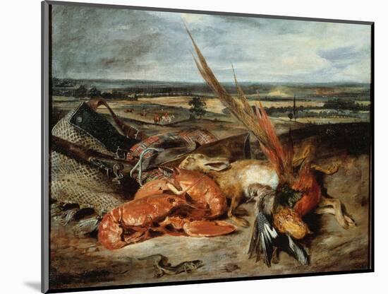 Still Life with Lobster and Trophies of Hunting and Fishing - Oil on Canvas, 1827-Ferdinand Victor Eugene Delacroix-Mounted Giclee Print