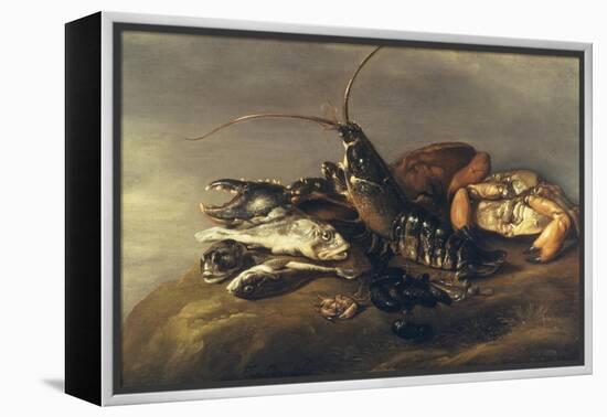 Still Life with Lobster, Crabs, Mussels and Fish-Elias Vonck-Framed Premier Image Canvas