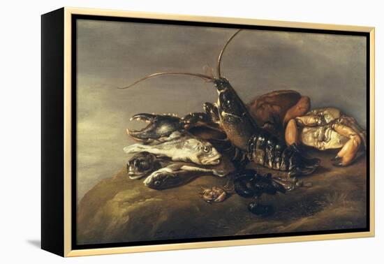 Still Life with Lobster, Crabs, Mussels and Fish-Elias Vonck-Framed Premier Image Canvas