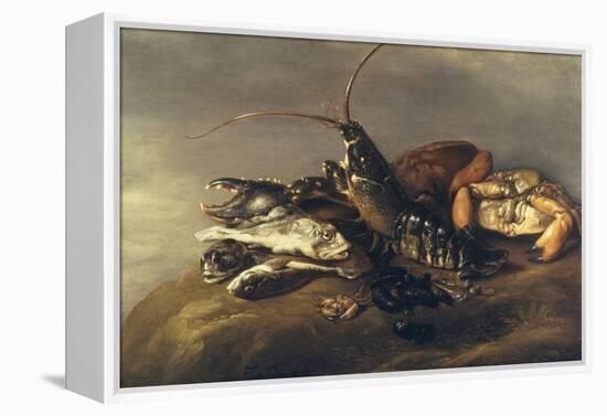 Still Life with Lobster, Crabs, Mussels and Fish-Elias Vonck-Framed Premier Image Canvas