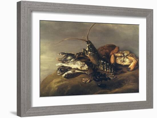 Still Life with Lobster, Crabs, Mussels and Fish-Elias Vonck-Framed Giclee Print