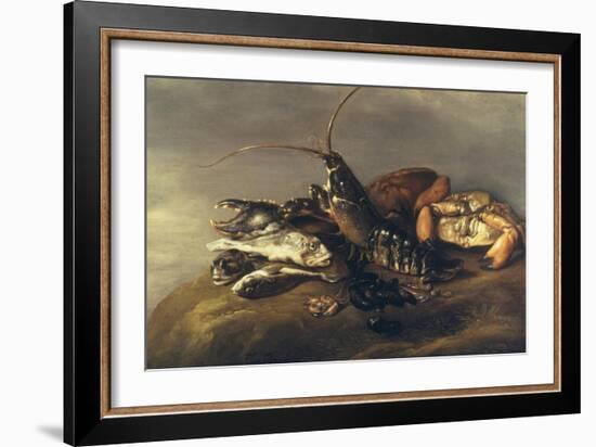 Still Life with Lobster, Crabs, Mussels and Fish-Elias Vonck-Framed Giclee Print