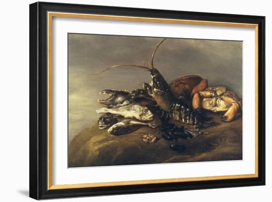 Still Life with Lobster, Crabs, Mussels and Fish-Elias Vonck-Framed Giclee Print