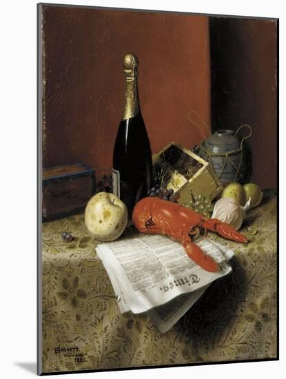 Still Life with Lobster, Fruit, Champagne and Newspaper, 1882-William Michael Harnett-Mounted Giclee Print