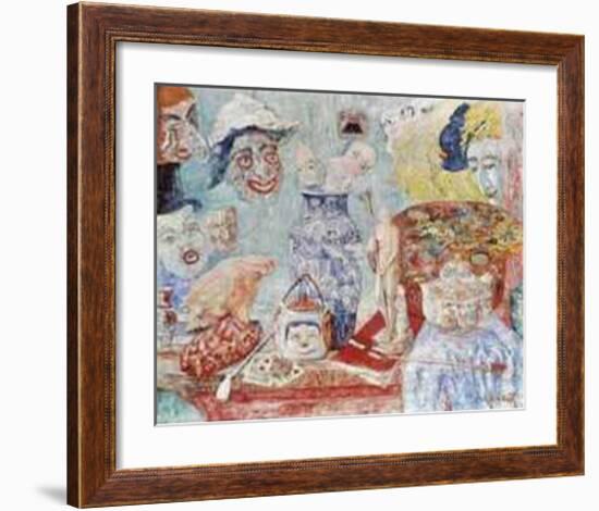 Still Life with Masks-James Ensor-Framed Art Print