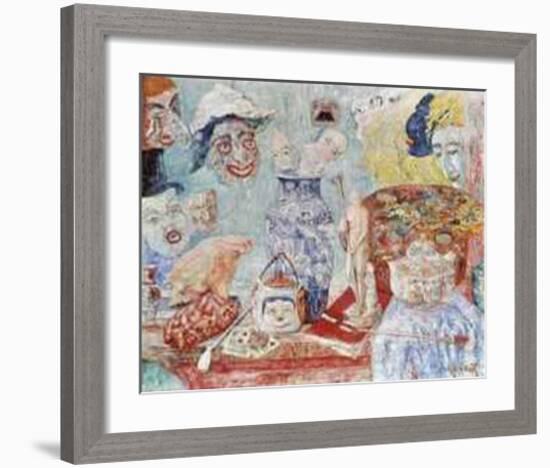 Still Life with Masks-James Ensor-Framed Art Print