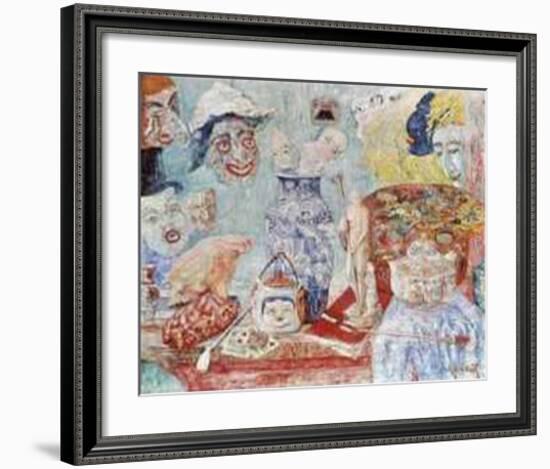 Still Life with Masks-James Ensor-Framed Art Print