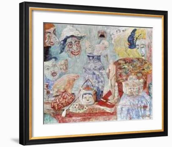 Still Life with Masks-James Ensor-Framed Art Print