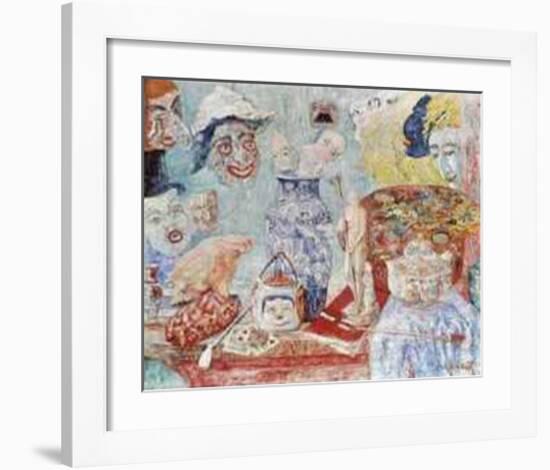 Still Life with Masks-James Ensor-Framed Art Print