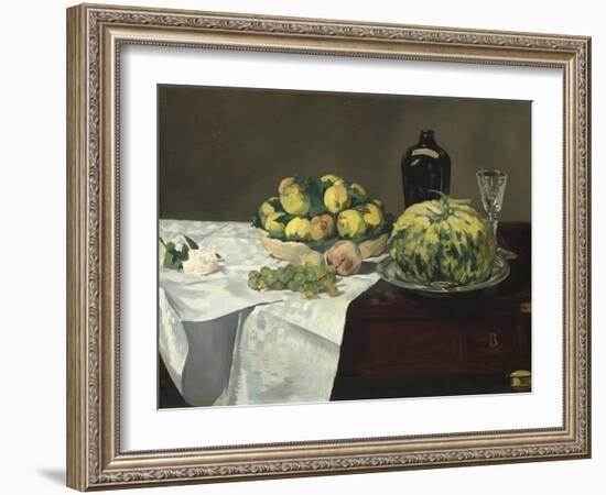 Still Life with Melon and Peaches, c.1866-Edouard Manet-Framed Giclee Print