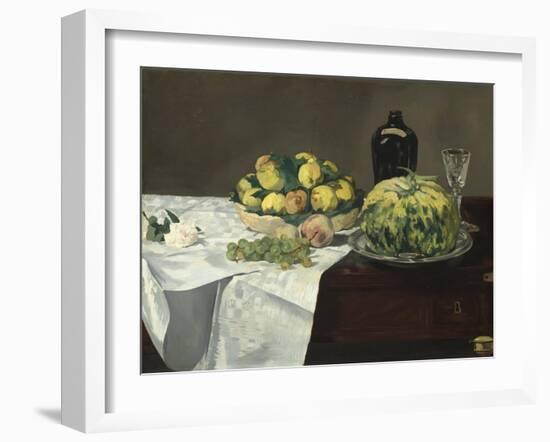 Still Life with Melon and Peaches, c.1866-Edouard Manet-Framed Giclee Print