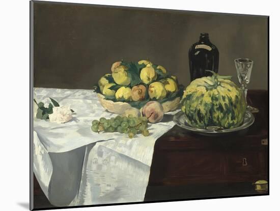 Still Life with Melon and Peaches, c.1866-Edouard Manet-Mounted Giclee Print