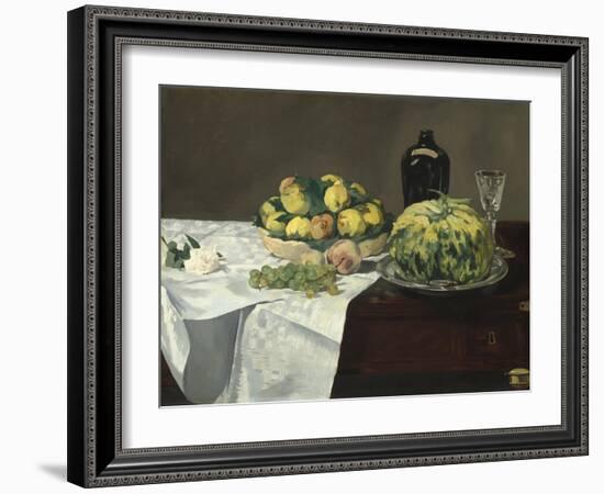 Still Life with Melon and Peaches, c.1866-Edouard Manet-Framed Giclee Print